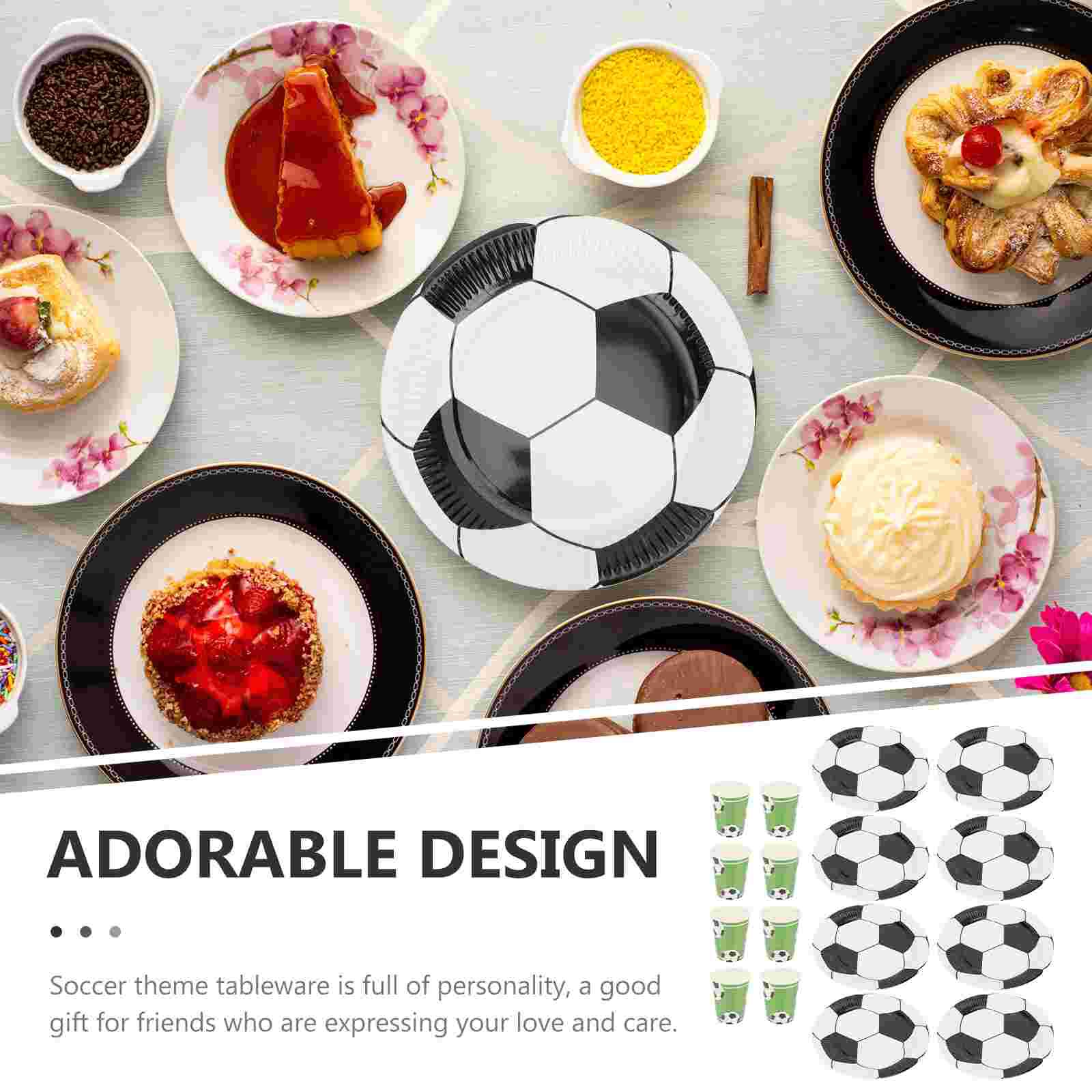 1 set of decorative paper plates multi-function soccer plates party dessert plates