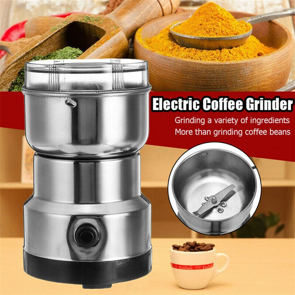 Seaan kaffekværn elektrisk mini kaffebønner nøddekværn kaffebønner multifunktionel hjemmekaffemaskine køkkenværktøj eu stik: Default Title