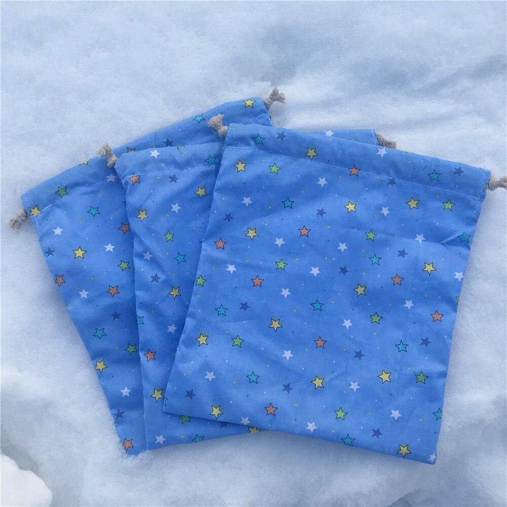 Yile 1pc katoenen trekkoord etui munt telefoon tasje party favor multifunctionele tas sterren blauw 8129a