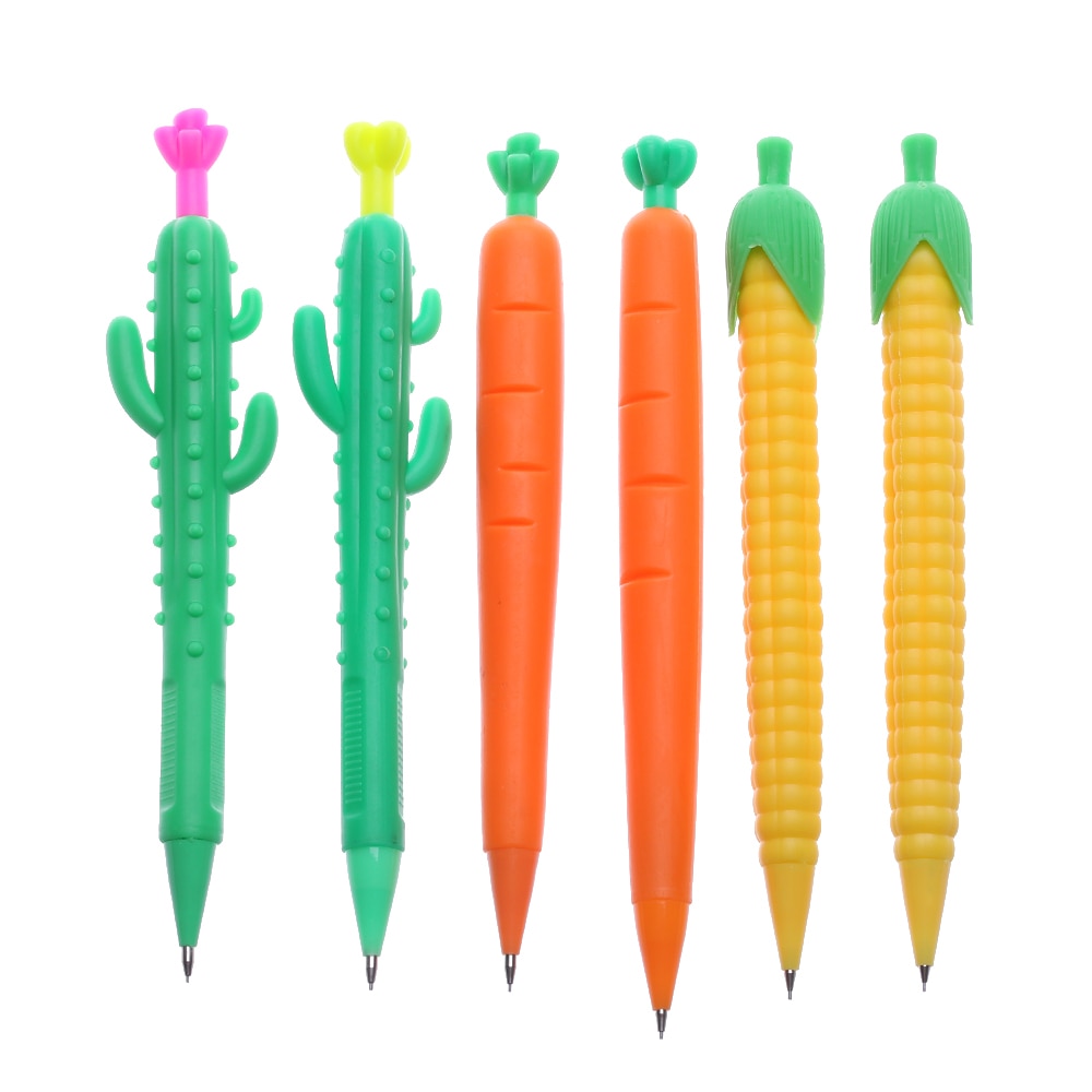 0.5/0.7mm Mechanical Pencils Smooth Automatic Drawing Pen Cute Carrot Cactus Corn Pen School Office Supplies Stationery