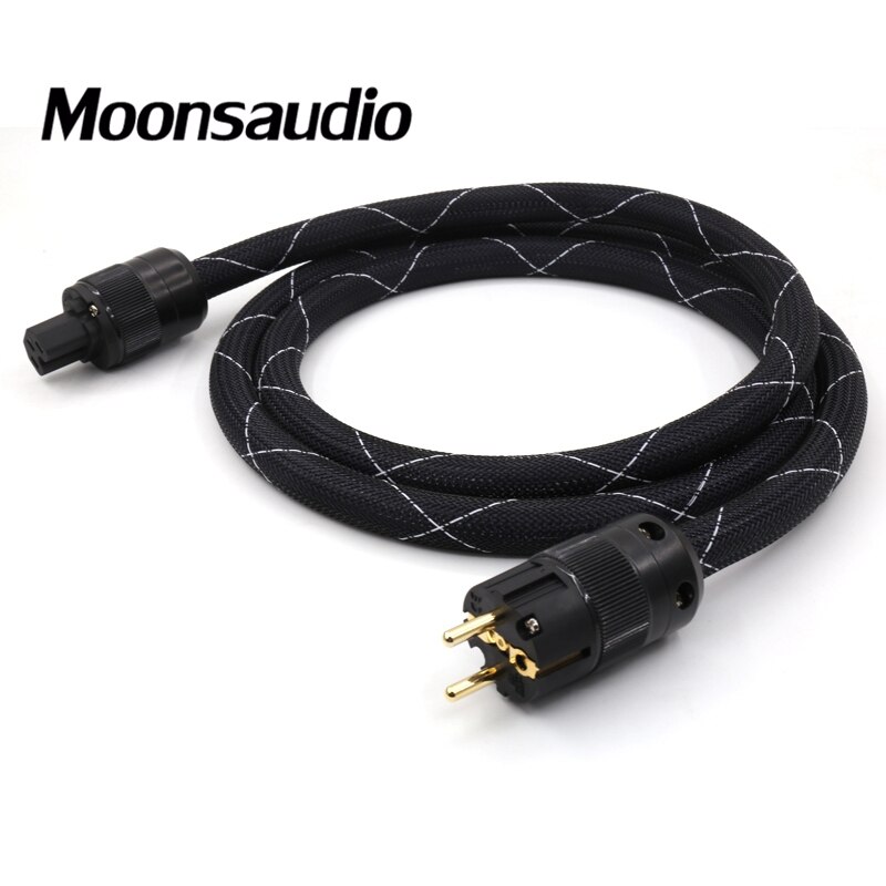 Pailvens HiFi Netzkabel 3 Polig, High End Stromkabel mit dichten Schirmgeflecht, vergoldeten EU Stecker, 12 AWG Kaltgerätekabel für Lautsprecher, Subwoofer, Leistungsverstärker