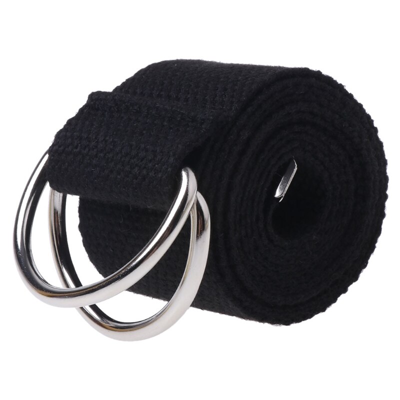 Teenager Boys Girls Students Double Ring Buckle Waist Belt Canvas Solid Color: 4