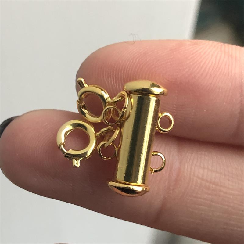 3set/lot Spring Buckle Lobster Clasps Connectors Slide Tube Lock Spacer Clasp Multi Strands Magnetic Tube Lock Layered