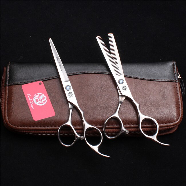 6 Inch 17Cm 440C Paarse Draak Dunner Schaar Snijden Schaar Kapper & #39S Schaar Dubbele Tanden Professionele haar Schaar: Zilver