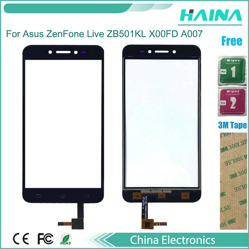 10 Pcs Met Touch Screen Panel Voor Glas Voor Asus Zenfone Live ZB501KL X00FD A007 Touchscreen Touchpad Met 3M sticker