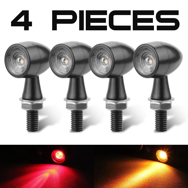 Mini Blinker Light Motorcycle Turn Signal Lights Chrome Black Yellow Red White Rear Indicator Light for Honda Yamaha Suzuki: 4pcs Yellow Red
