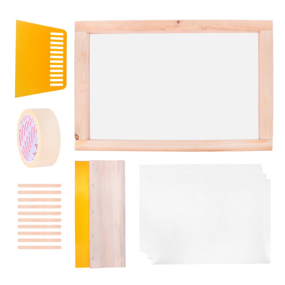 1 Set Screen Printing Starter Kit Screen Printing Frame Scraper Inkjet Film Tape: Default Title