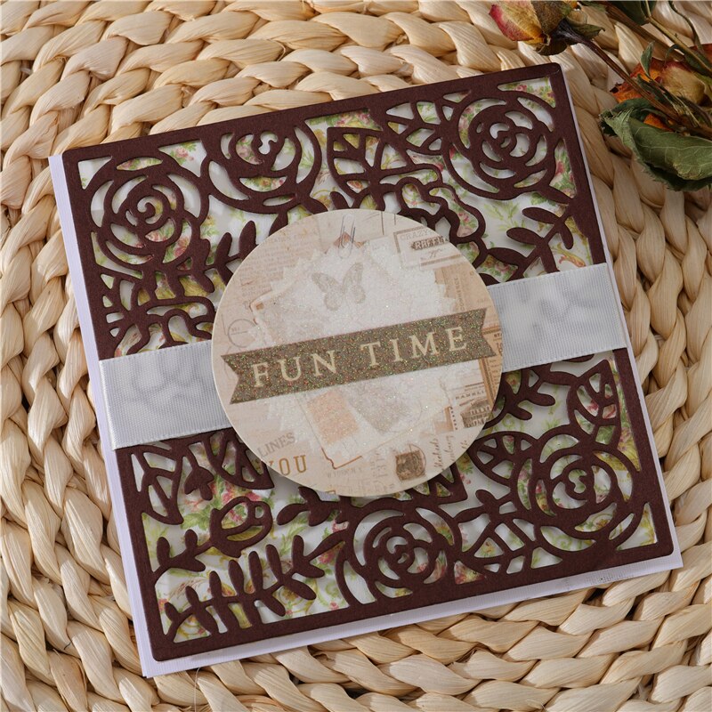 DiyArts Rose Blossom Frame Dies Background Metal Cutting Dies Craft Stencil Punching Templates Scrapbooking Decorative Mold