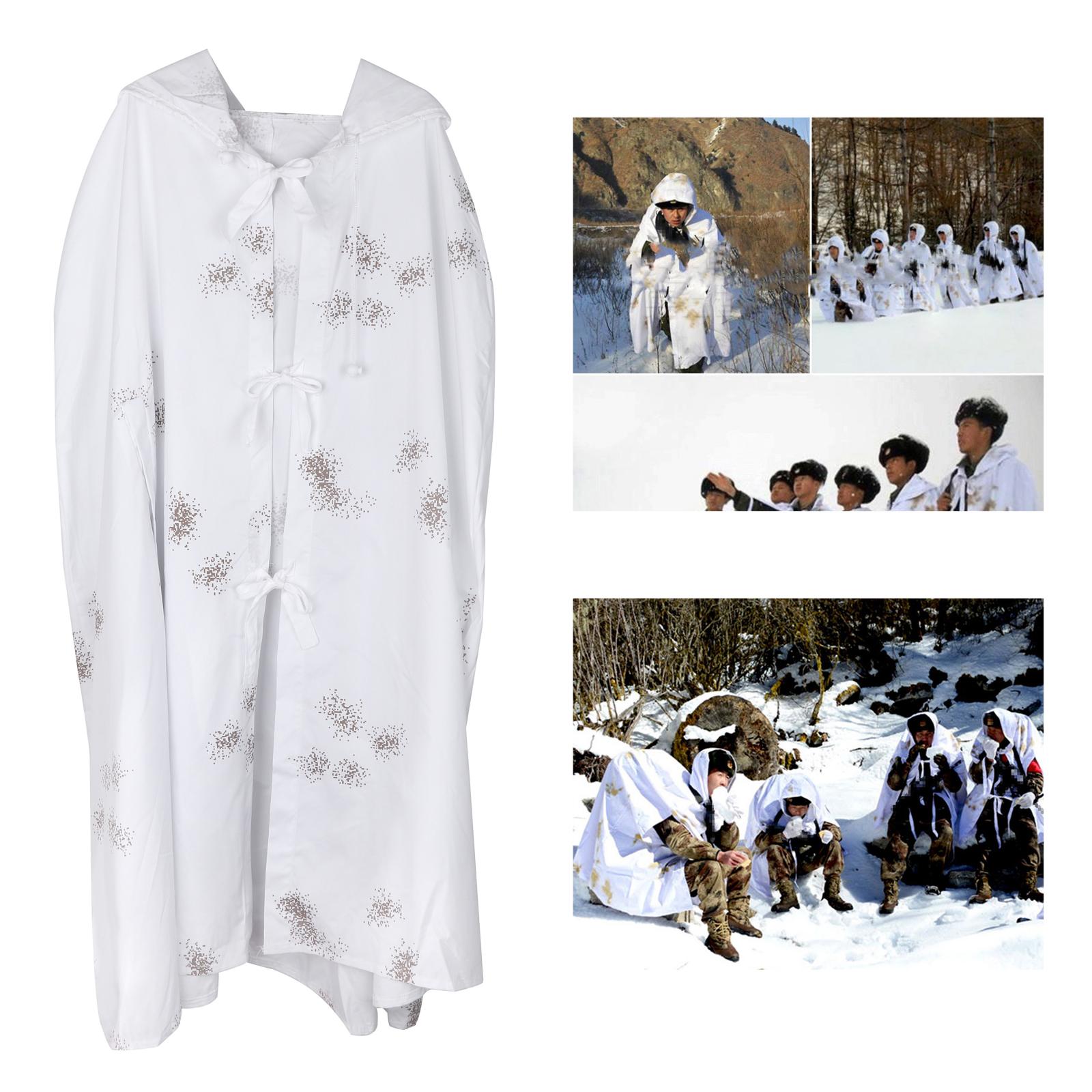 Premium Snow Cloak Cape Hiding White Camo Suit Tippet Windproof Poncho Party