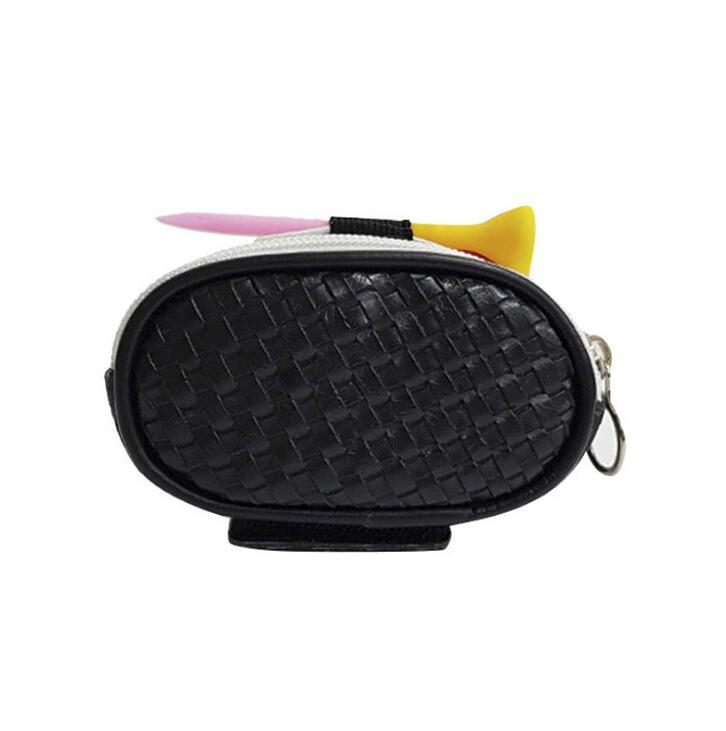 Bolsas pequeñas de pelota de Golf con cremallera para hombre y mujer, conjunto de camisetas con bolas, bolsas de Golf de PU encantadoras, riñonera portátil, 2 colores: black