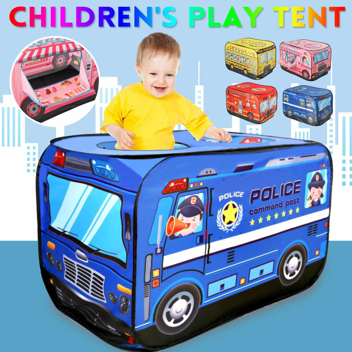 Game House Play Tent Fire Truck Bus Foldable Up Toy Playhouse Cloth Children's Toy Tent Firefighting Model House Bus