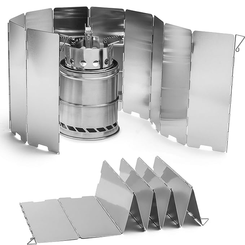 8/10Plates Stove windscreen Ultralight Foldable Gas Stove Windshield Outdoor Camping Cooking Burner Windproof Screen Wind Shield