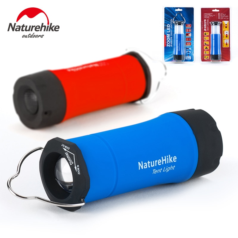 Naturehike outdoor led tentlamp, draagbare mini cree  r2 led zoombare knipperende kampeerlantaarn met 3 werkmodi