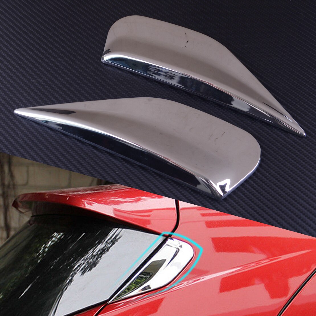 2Pcs Car Rear Window Spoiler Side Bevel Pillar Post Chrome Plated Trim Cover for Buick Opel Vauxhall Mokka Accessories