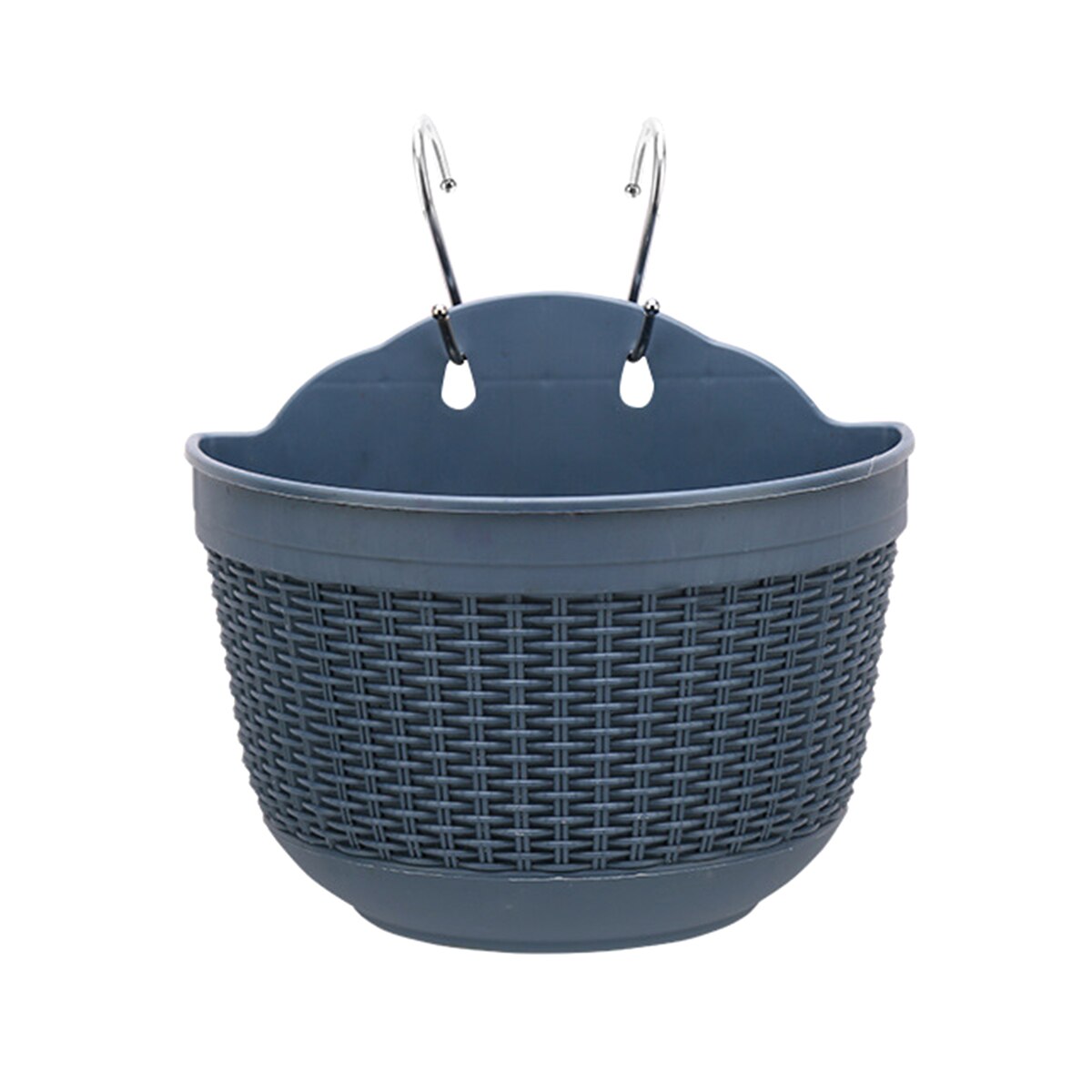 Environment-friendly Wall-mounted Flower Pot Imitation Rattan Weaving Semi Circular Flowerpot for Balcony and Garden: C / Medium