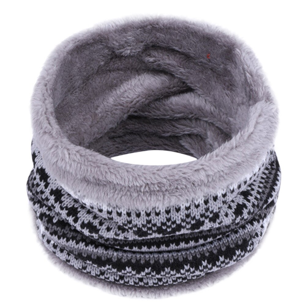 Barn vinter varme strikkede ring tørklæder udskrive tykke inde i superelastiske strik lyddæmpere dreng piger børn hals varmere: E