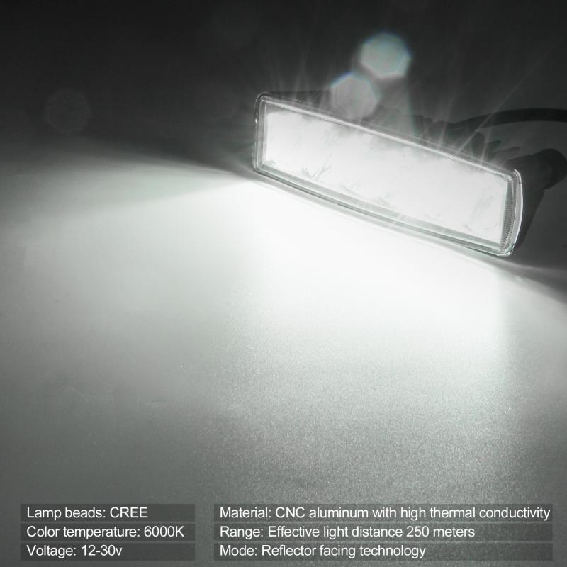 6 Inch 30W 6 LED Work Light Bar Square Spotlight 10-30V DC Offroad LED Light Bar Headlight For Truck Offroad 4X4 4WD Car SUV ATV