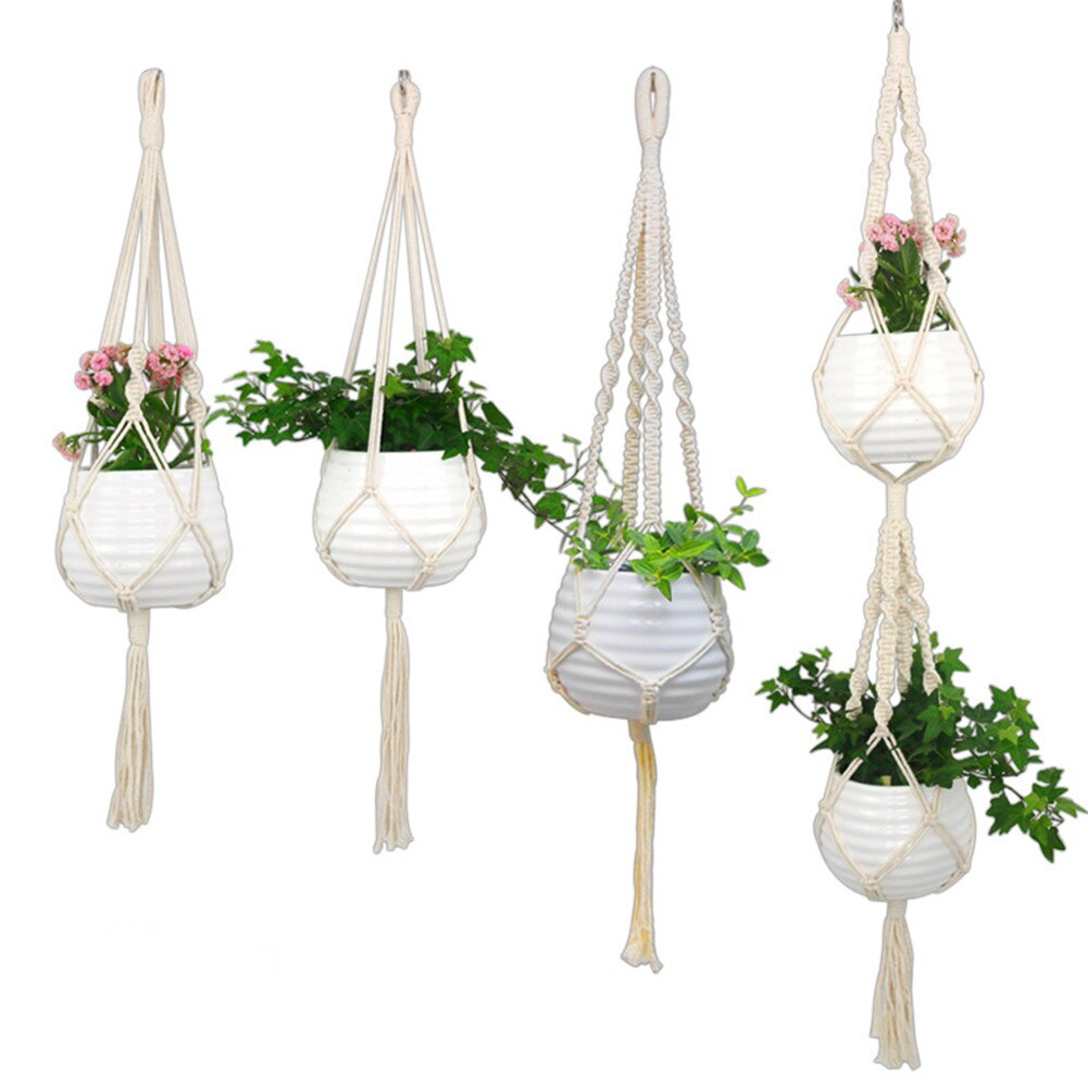 Macrame växthängare inomhus utomhus hängande växthållare hängande planteringsställ blomkrukor för dekorationer sec 88