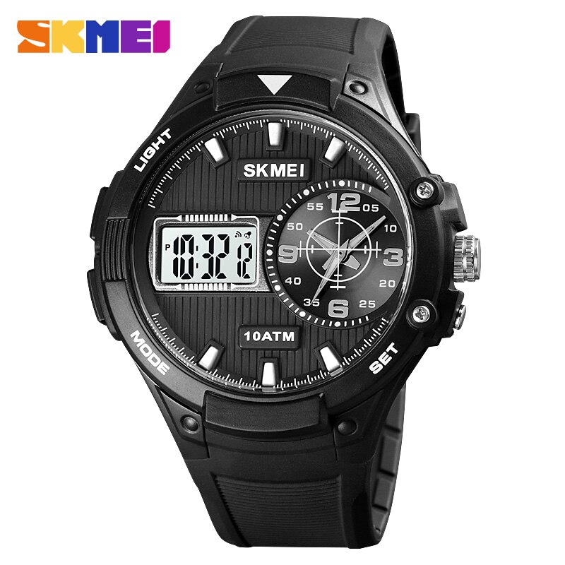 SKMEI movimento digitale al quarzo doppio Dispaly orologio da uomo orologio militare 3 volte conto alla rovescia orologi sportivi maschili Relogio Masculino: nero bianca