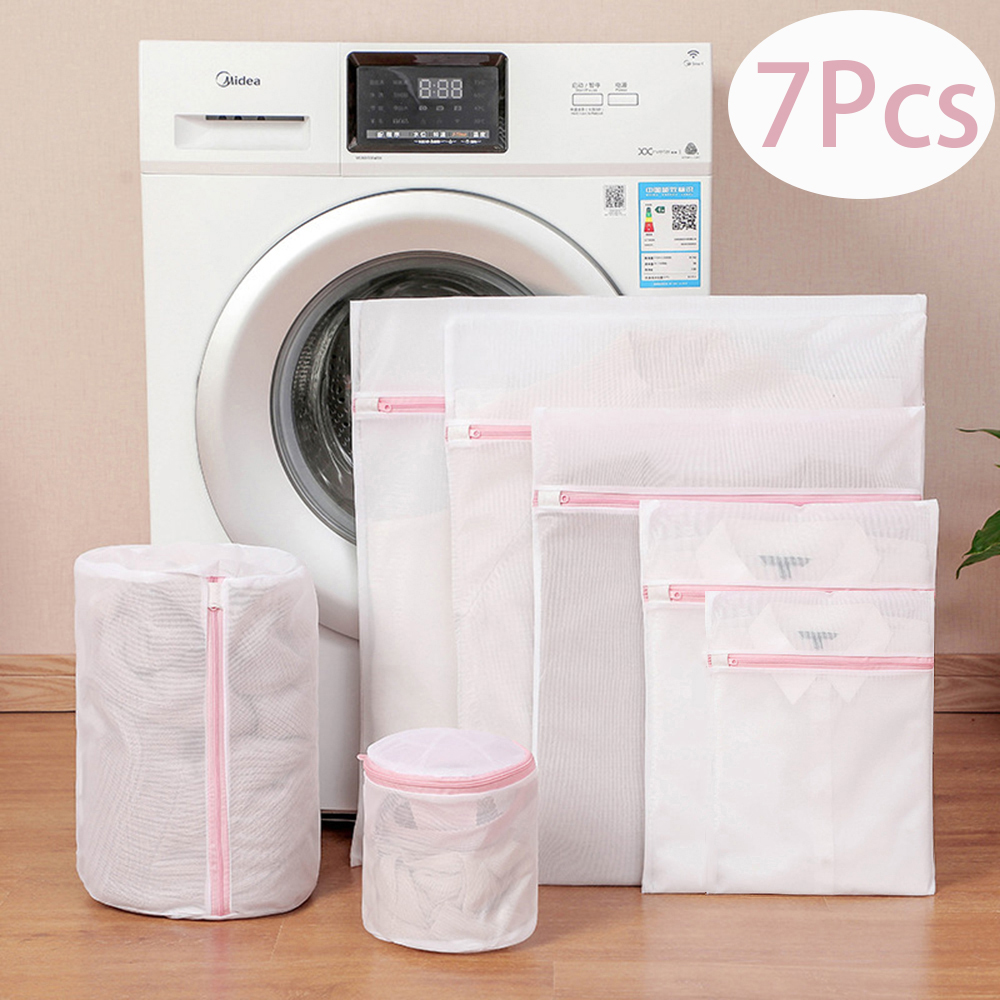7-delige waszakken roze rits fijnmazige kledingbescherming waszak voor wasmachine vuile kleren opslag waszak set