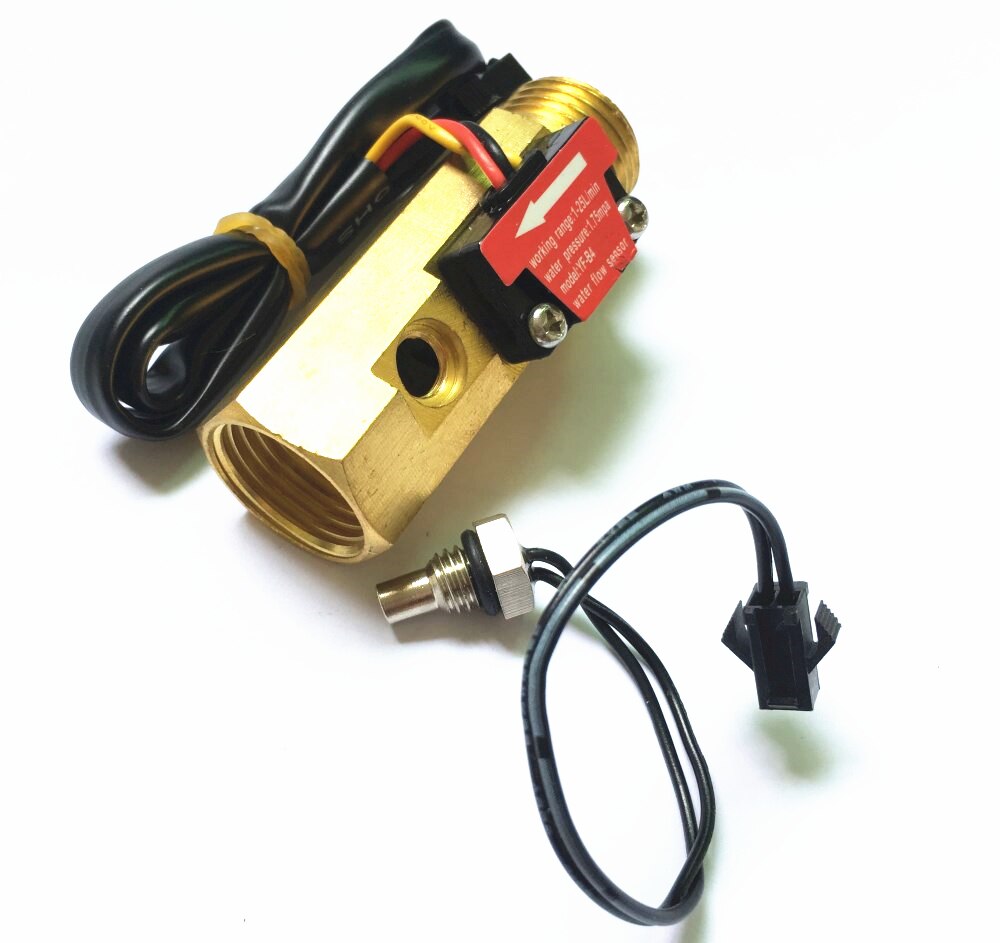 Brass water Hall flow sensor 1/2" YF-B4 NTC rate temperature measurement METER