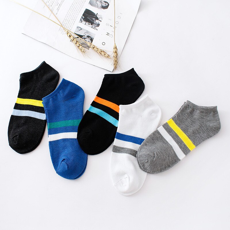 1 Pair Men Sports Socks Casual Boat Low Cut Ankle Socks Boy Summer Patchwork Short Boat Socks For Male Footwear D0367