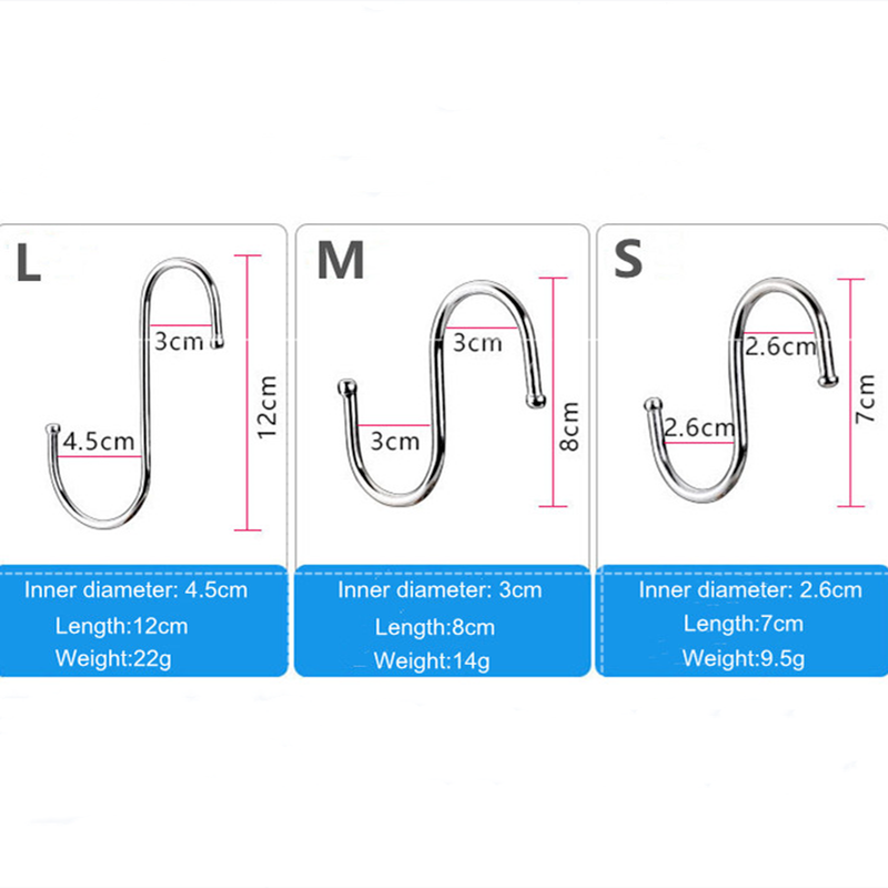 4 Stuks Rvs S Vormige Haak Keuken Badkamer Kleding S-Vormige Hanger Haken Multifunctionele Metalen Opknoping Haak