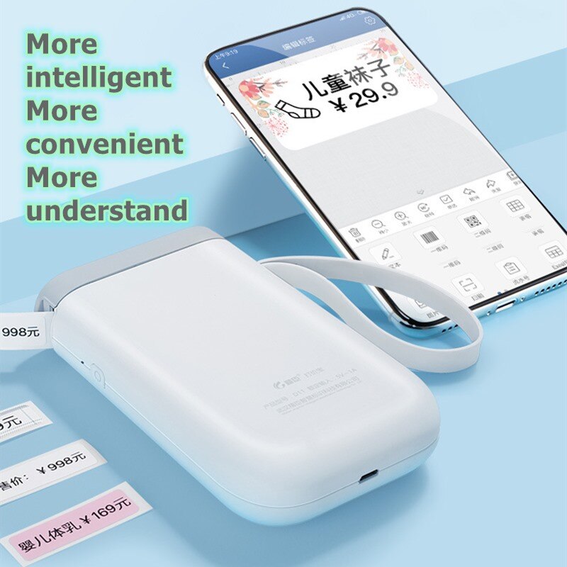 Bærbar bluetooth-labelprinter mini trådløs bærbar termisk printer til prismærkeudskrivning hurtig hjemmebrug kontorprinter