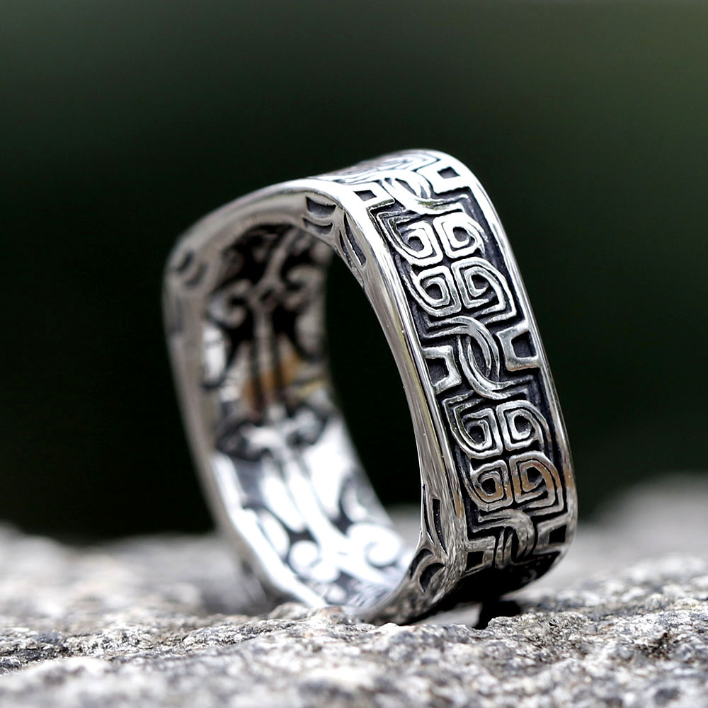 Anillo de nudo celta vikingo con forma cuadrada para hombre, especial de acero inoxidable, joyería Punk de Hip Hop, , novedad de 2023