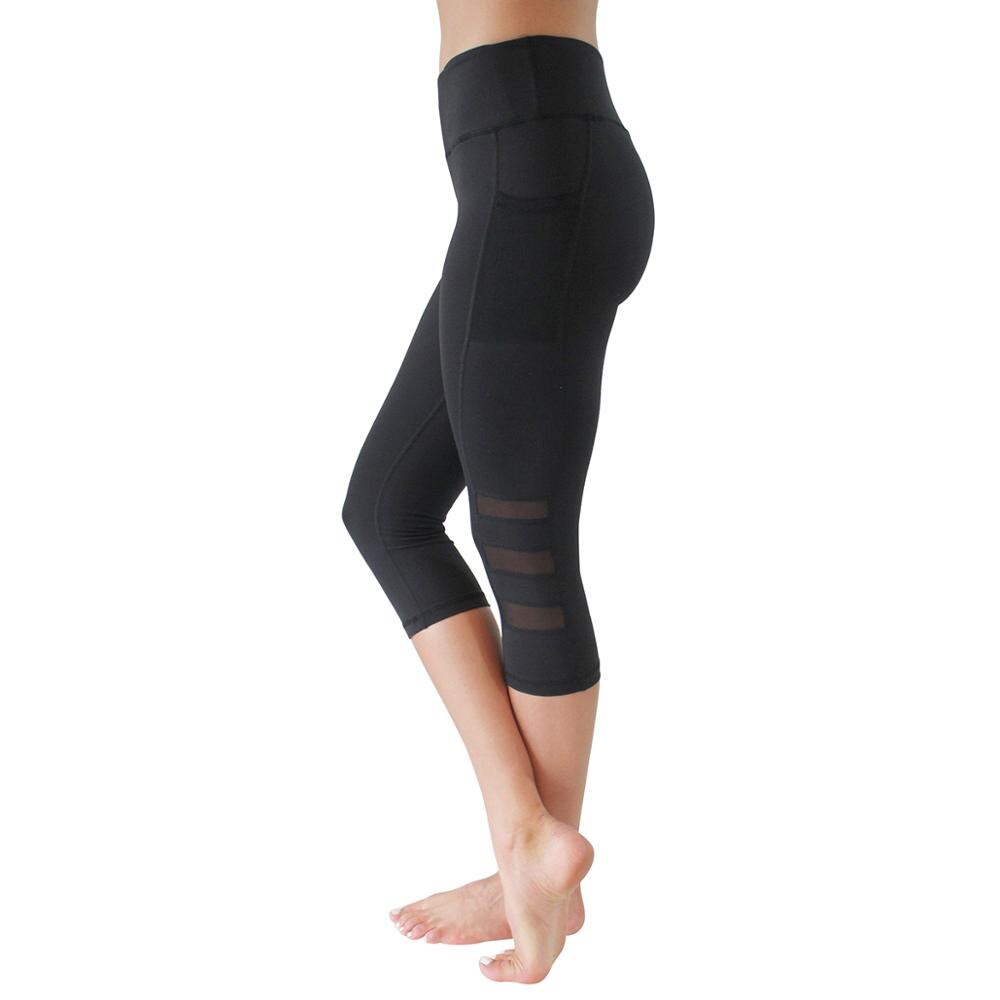 Vrouwen s Mode Yoga Broek Sport Running Fitness Capri Broek Side Pocket Slim Elasticiteit Leggings Broek