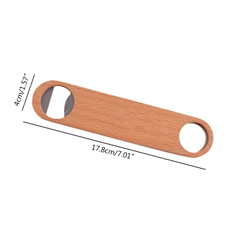 Wood Flat Beer Bottle Opener Vintage Wooden Handle Wine Beer Openers Kitchen Bar Tools