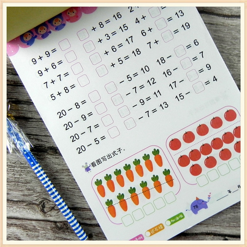 Add and Subtract Within 20 Practice Math Exercise Book Children Learn Math Calligraphy Math Book
