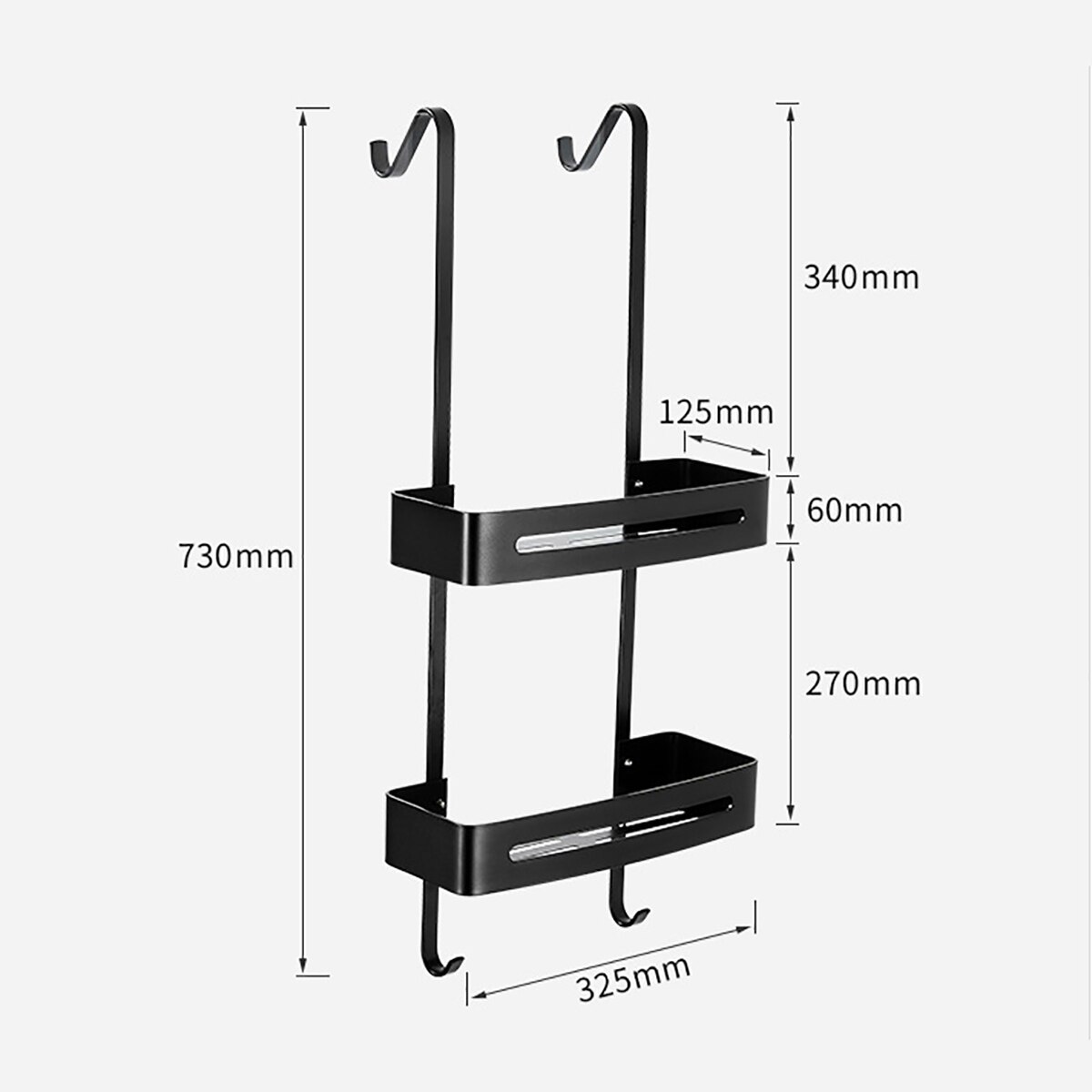 2 lag sort hængende badehylder badeværelse hylde arrangør sømfri shampoo holder opbevaring hylde rack badeværelse kurv holder