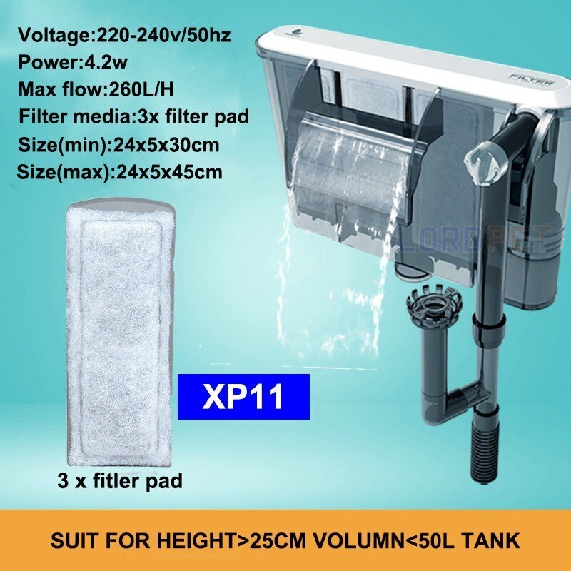 Aquarium Waterfall Filter Hang On Adjustable Water Flow Filter Spong Pad Multifunction Optional Uvc Lamp Skimmer Fish Tank 220v: xp11