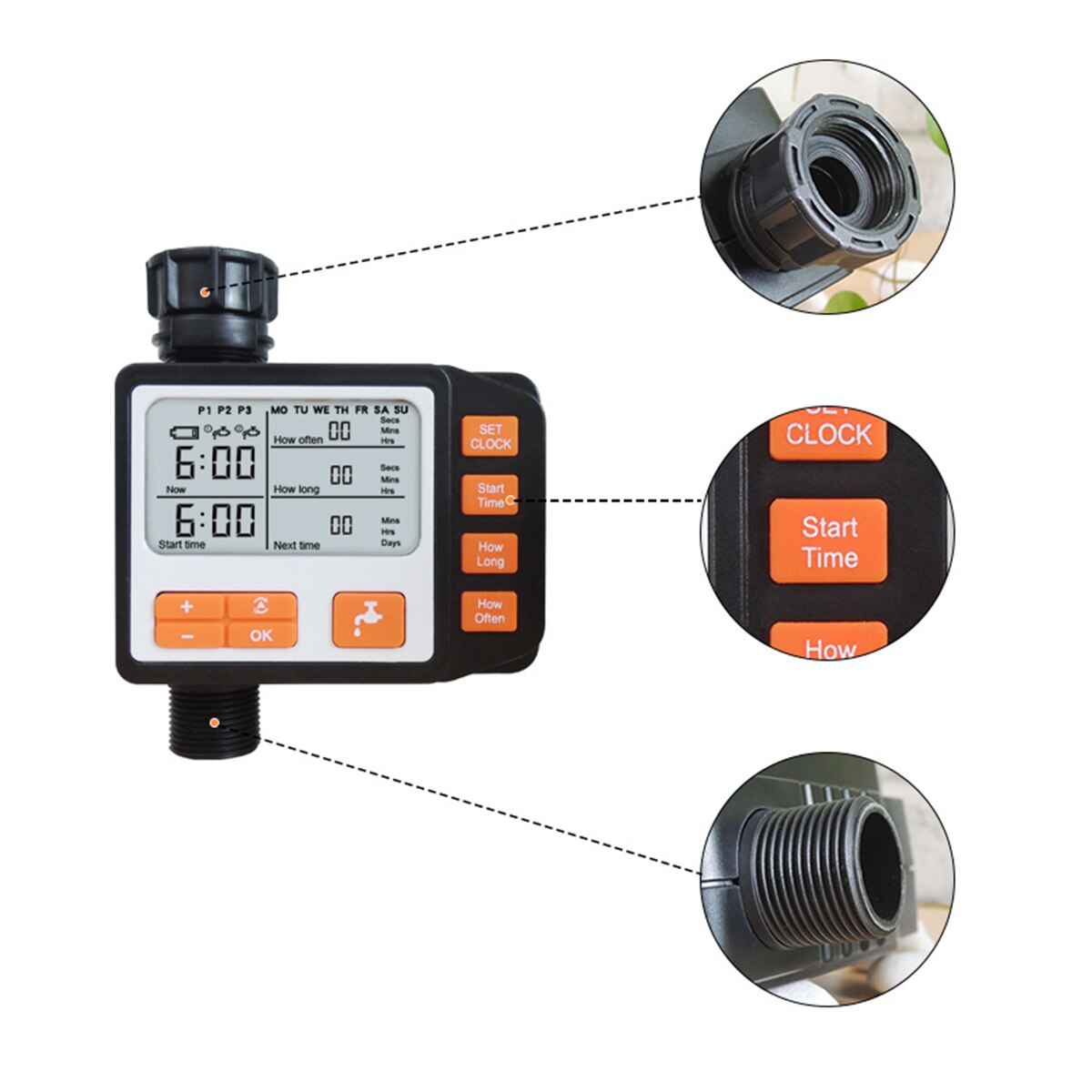 Garden Tool Watering Timer Valve Automatic Water Timer Outdoor Garden Irrigation Timer LCD Screen Sprinkler Controller System