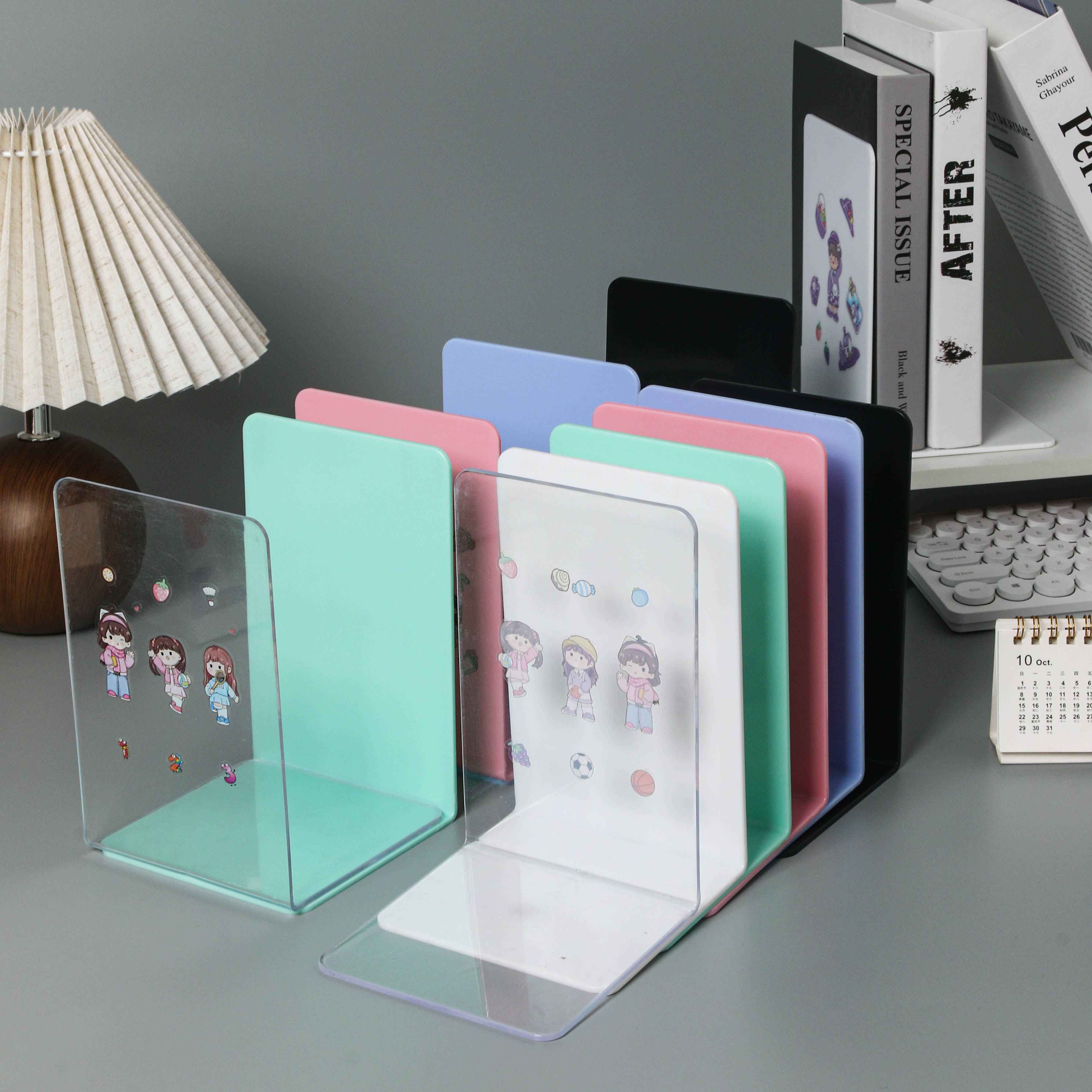 2-delige L-vormige boekenstandaard Bureauboekstandaard voor leren Desktop Boekenstandaard Boekclip Creatieve boekensteun in stijl