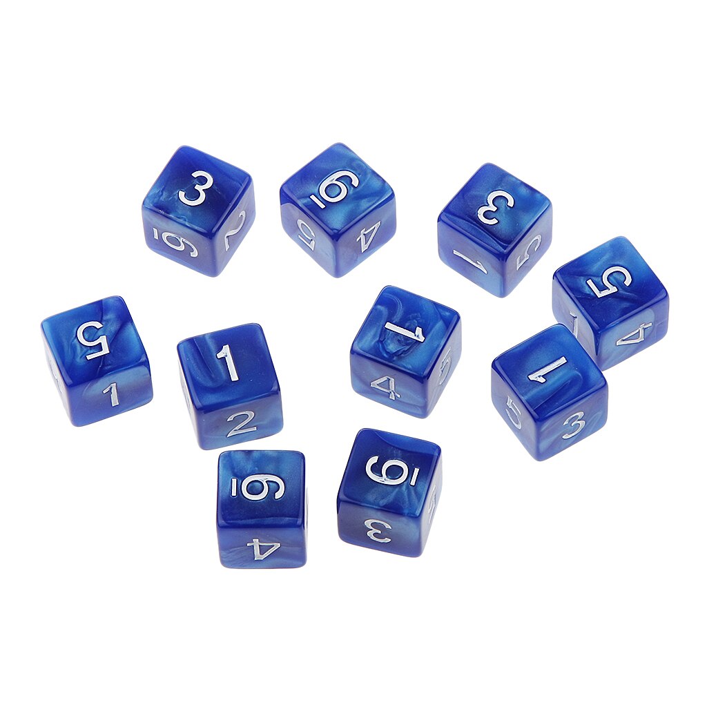 Dados TRPG D & D, 10 Uds., juegos de rol, múltiples caras D6 D10 D12 D20 dados: blue 16mm