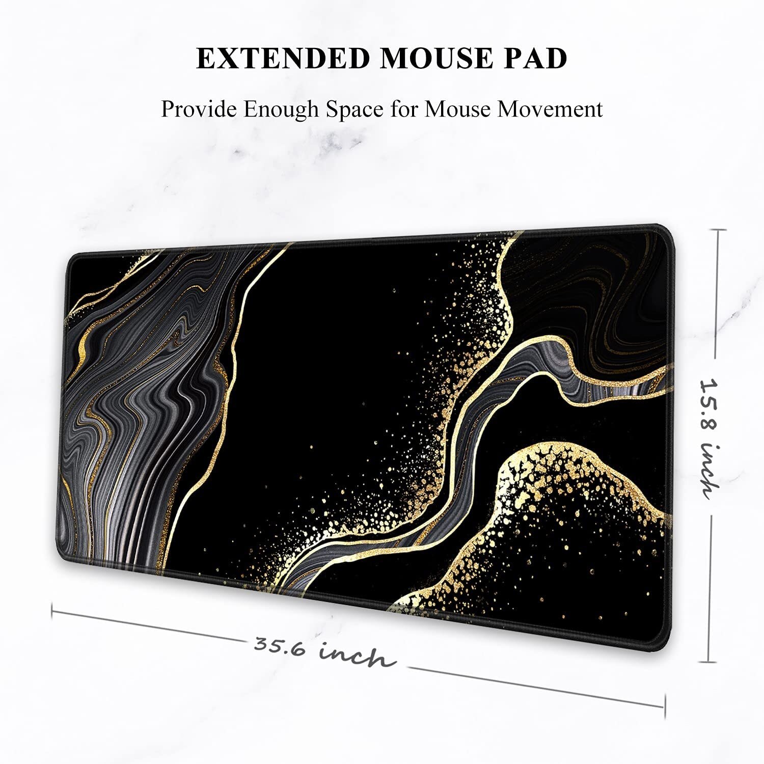 Black Gold Marbling Mouse Pad Gamer XXL Computer Mousepad Natural Rubber Office Anti-slip Keyboard Pad Laptop Desktop Mouse Pad