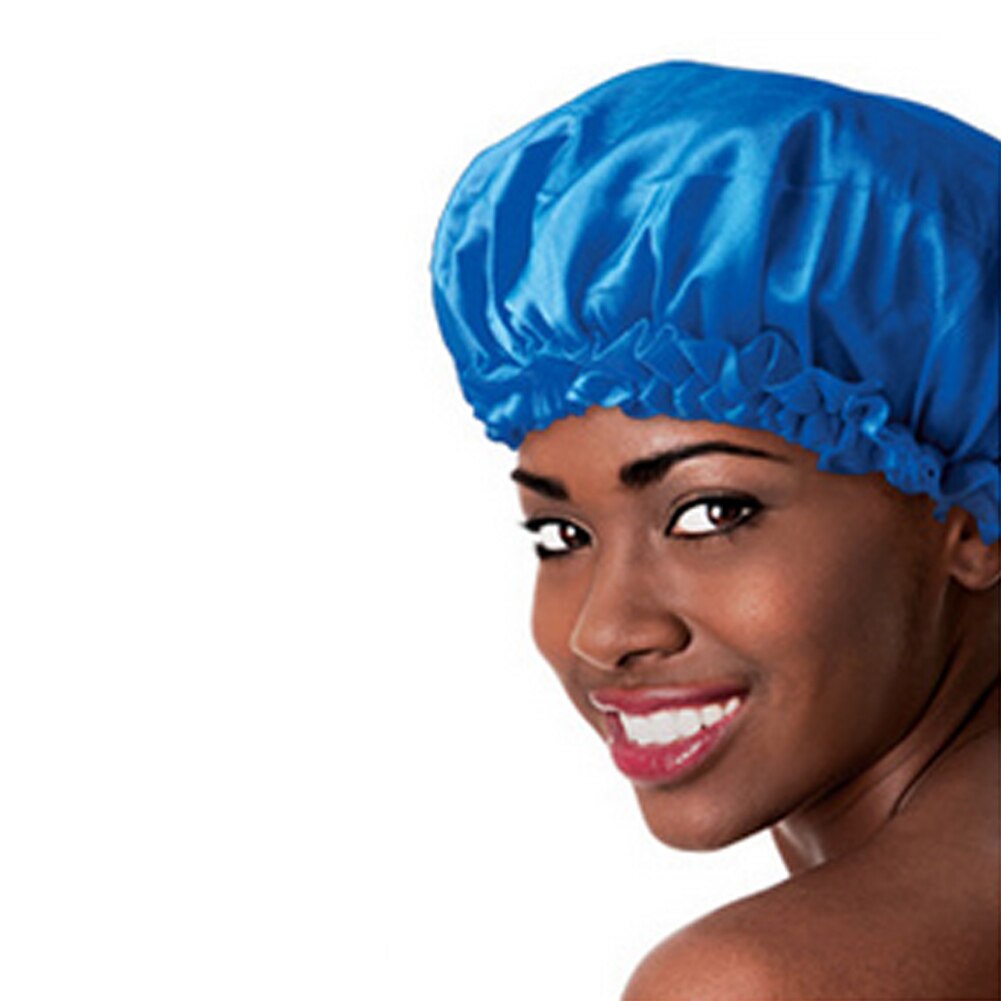 Shower Hat Night Sleep Caps Hair Care Satin Bonnet Caps Nightcap For Women Men Unisex TB: Blue