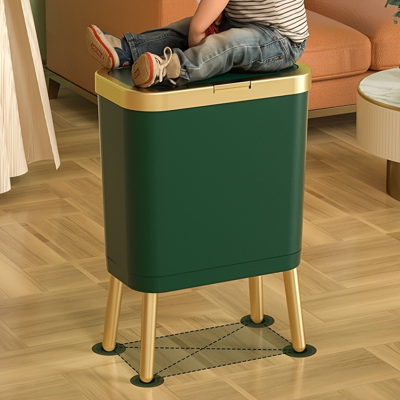 1pc 15L grote vierkante plastic prullenbak met geurafdichtend deksel - multifunctionele sorteerbak toilet - verhoogde poten