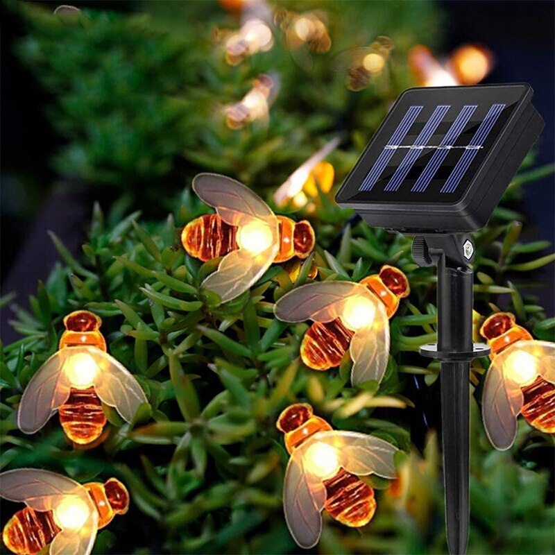 Solar Outdoor Tuin Lichtslingers-8 Modus 50 Led Waterdichte Bijen String Lights Voor Yard/Kerstboom/partijen