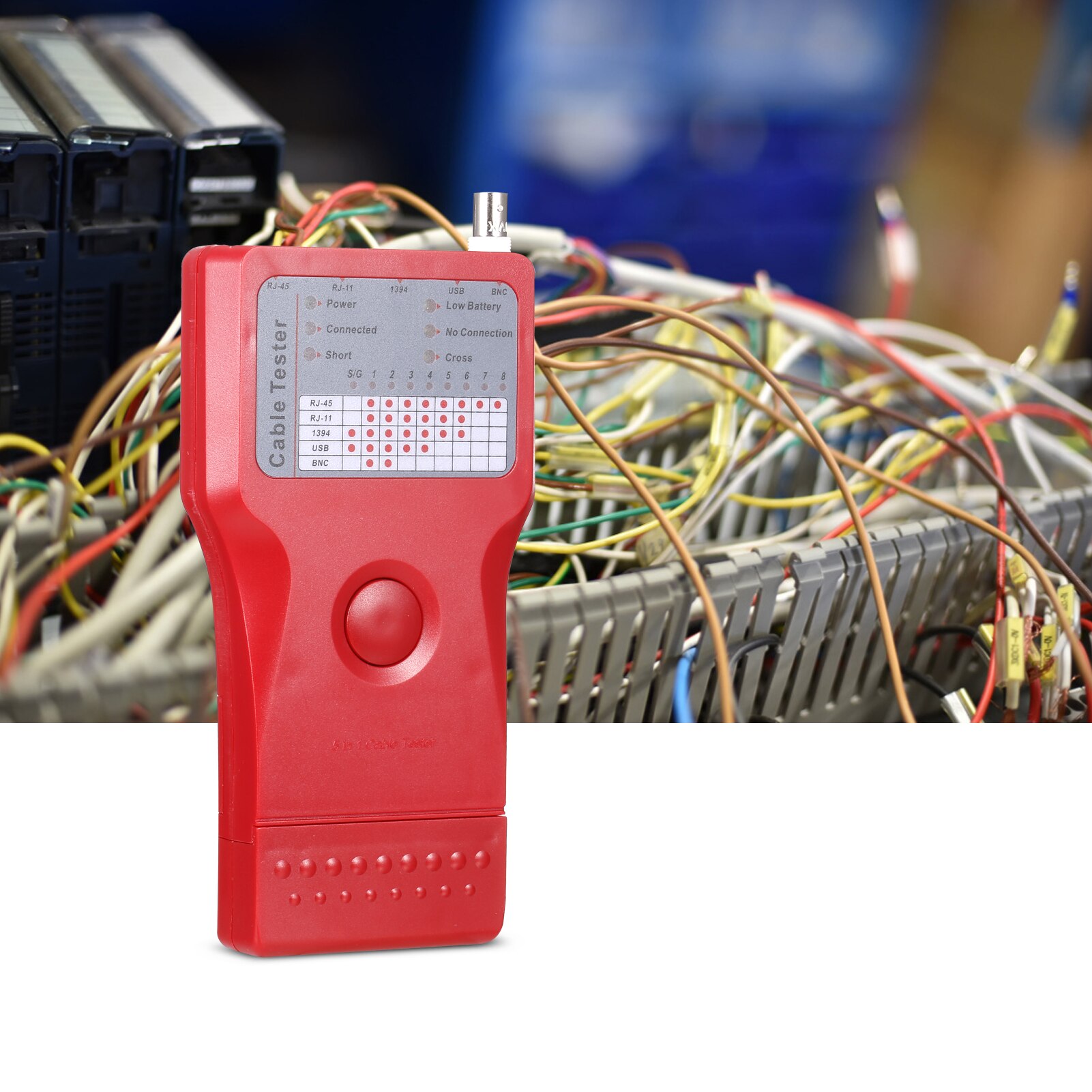 Multifunktions-netzwerkkabeltester mit fernbedienung 5-- in- -1 1394  rj45 rj11- adrig, utp-, stp- und bnc-kabeltester