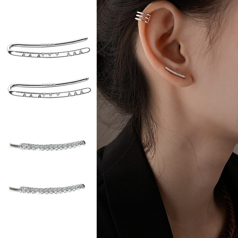 925 argent Sterling Simple oreille grimpeur boucles d'oreilles Fine chenille boucles d'oreilles pour femmes filles