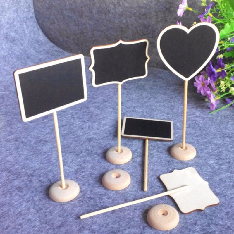5 Pcs Houten Mini Blackboard Krijtbord Met Stand Plaats Bruiloft Tafel Nummer Teken Knuffel-Aanbiedingen