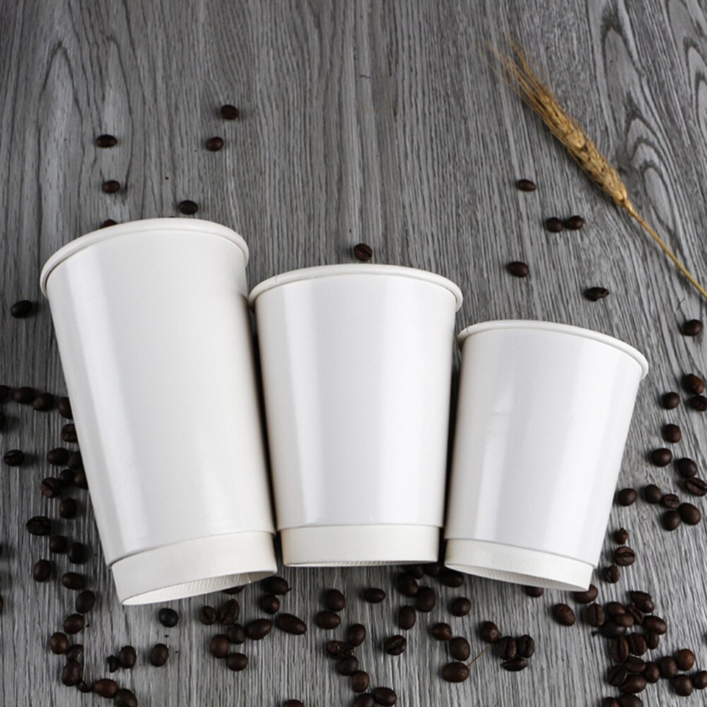 50pcs 280/350ml Disposable Coffee Cup Double-layer Insulation Paper Cup Milk Tea Cup Drinking Accessories with Lid Party Supply