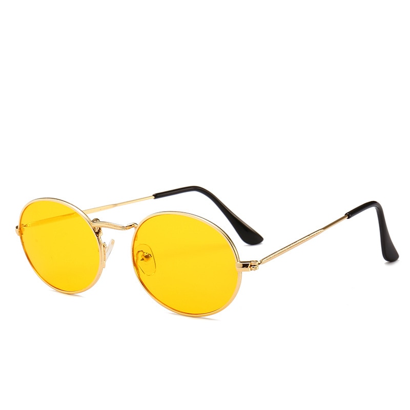 Kørebriller kvinder mandlige ovale metalramme små solbriller klassiske vintage gyldne metalliske runde ramme driverbriller
