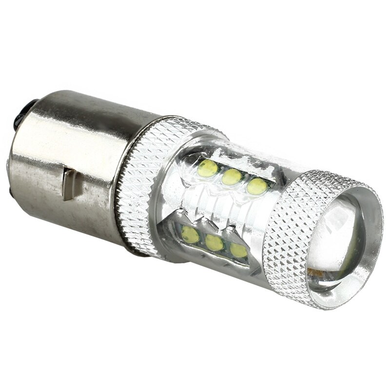 Ampoule de phare de moto/cyclomoteur/ATV, blanche, BA20D H6, 80W, 16 LED
