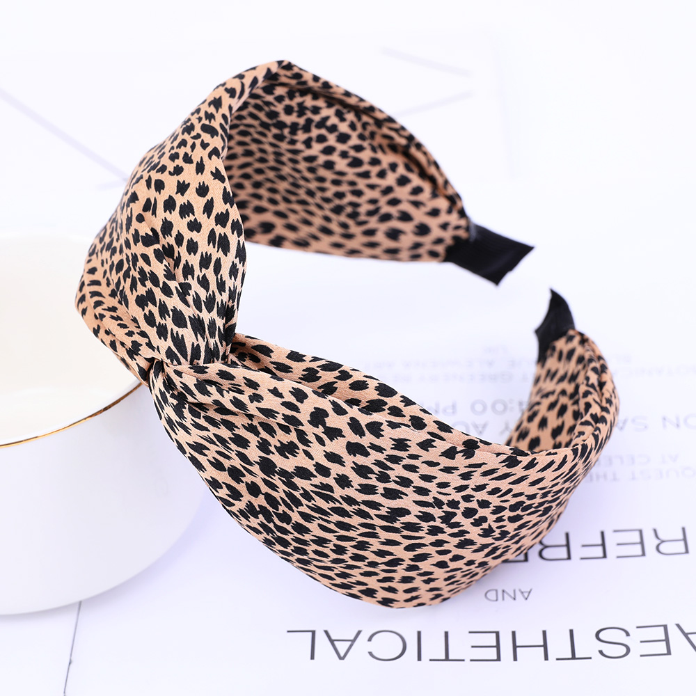 Druck Leopard Stirnband Breites Kreuz Frauen Haarband Elastische Schleife Haar Band Bands Lünette oben Knoten Mädchen Haar Zubehör