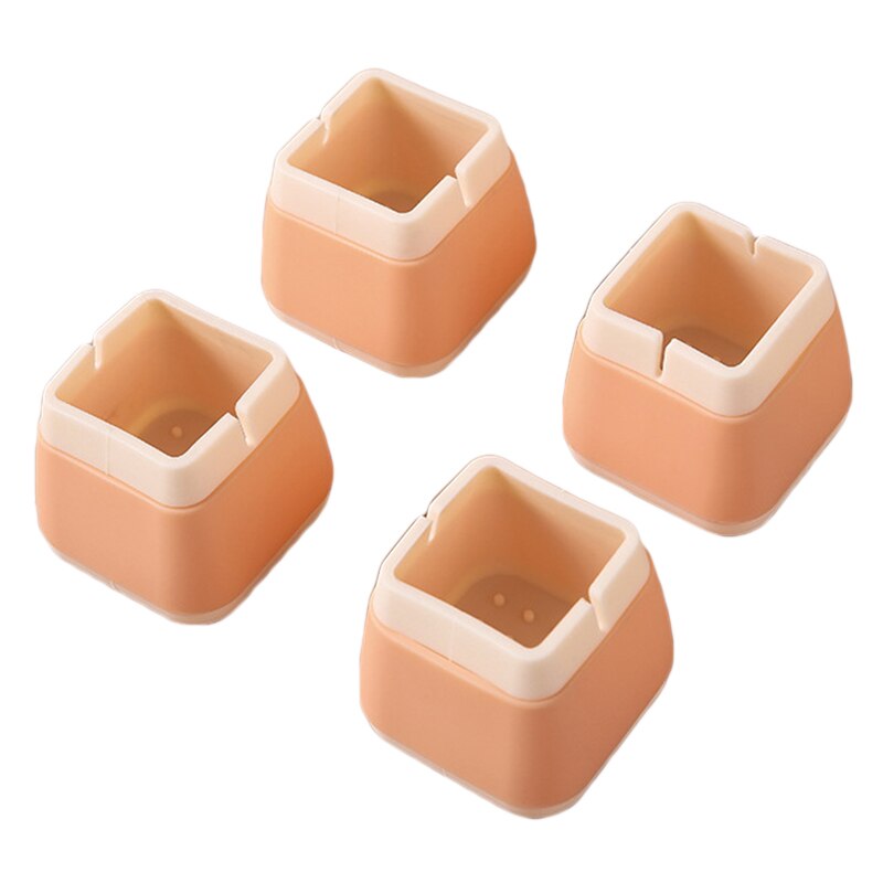 4PCS/SET Silicone Non-slip Table Chair Leg Caps Square/Round Shape Furniture Floor Feet Cover Protector Pads: Square Orange