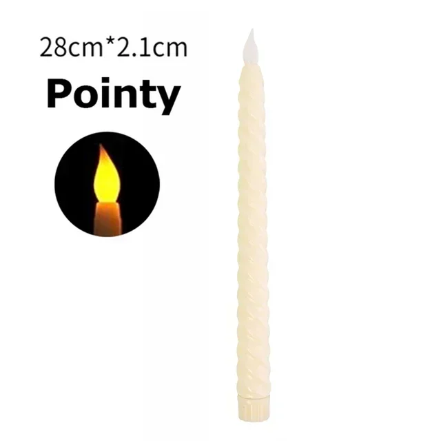 Bougies LED longues sans flamme, 1/6 pièces, bougies pointues, alimentées par batterie, bougies scintillantes, décoration de fête de noël: Rose / vert clair
